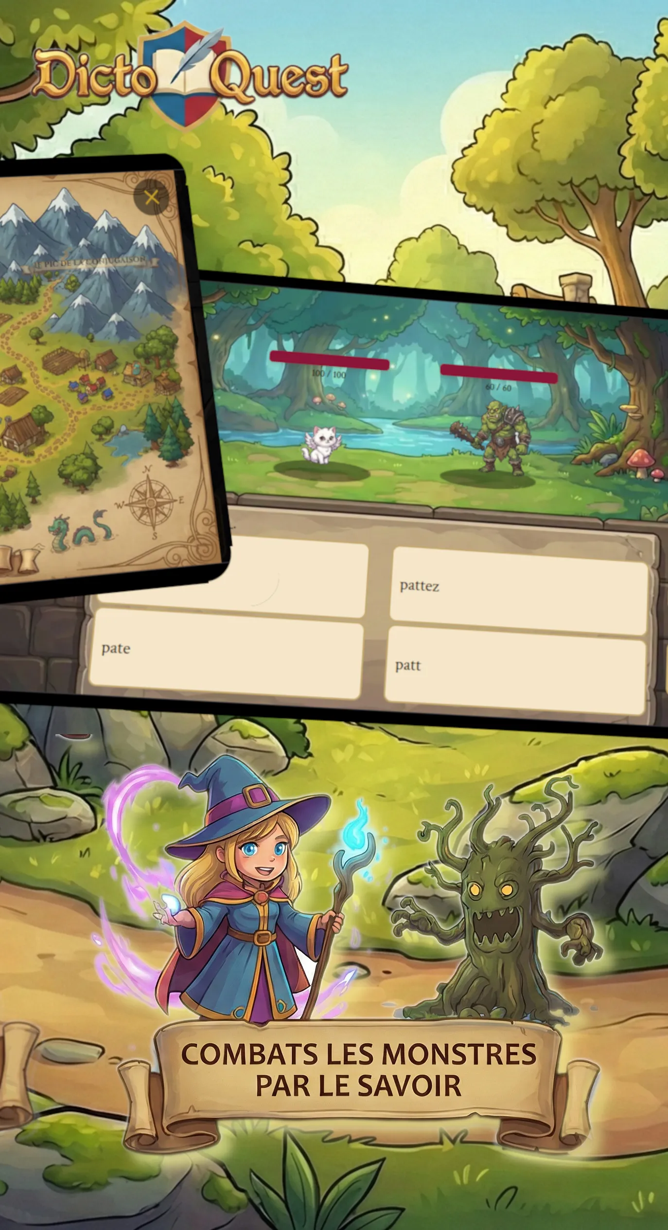 Combat contre les monstres avec des exercices de français